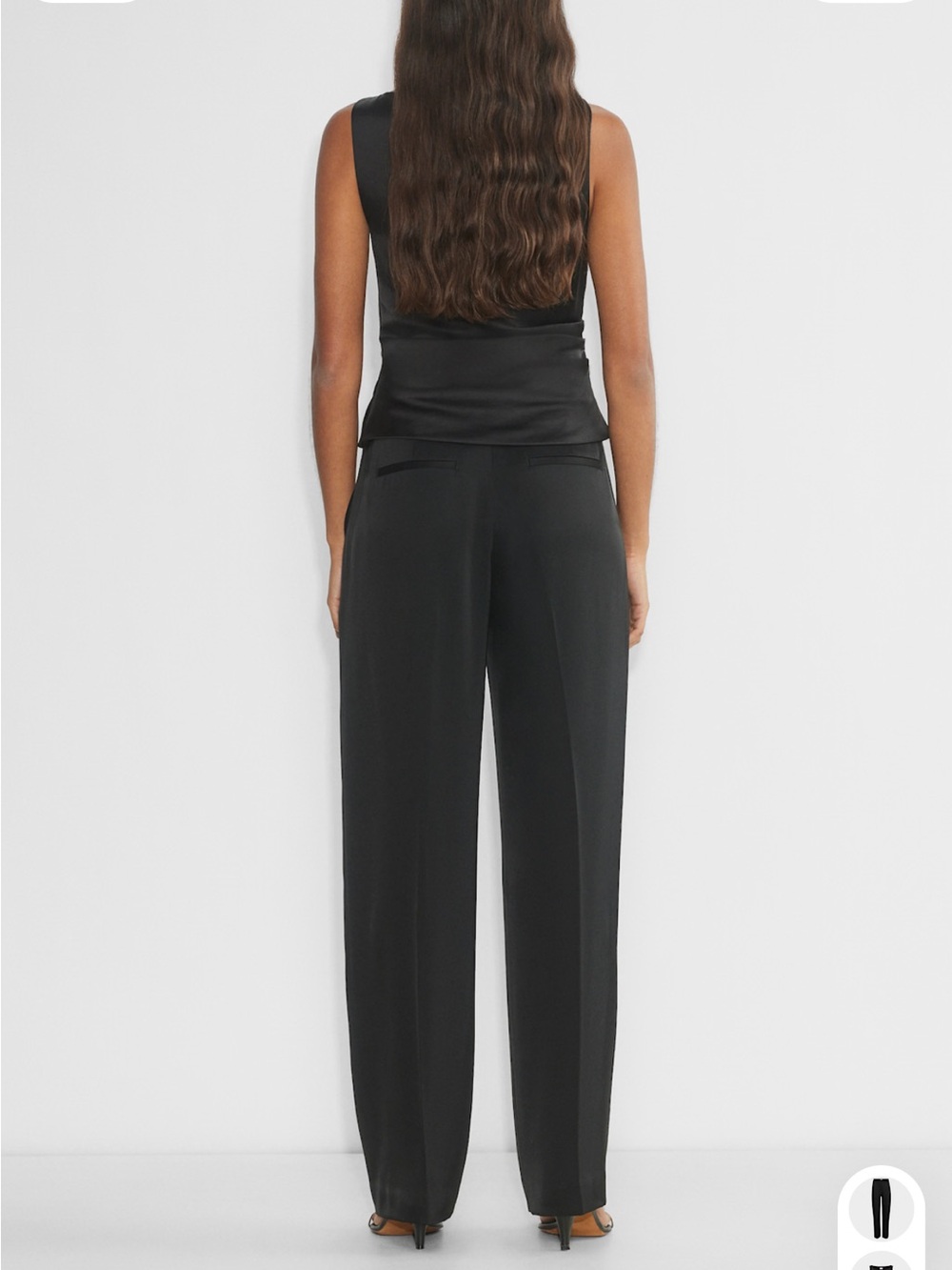 Aritzia Wilfred The Limitless Pant Satin Trousers Black Career Wide Leg Size 12 - Picture 2 of 16